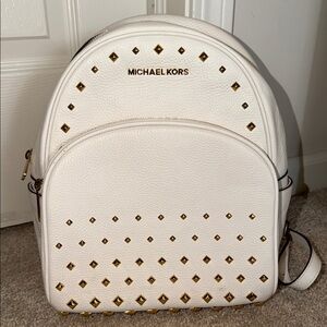 Michael Kors White and Gold Studded Backpack